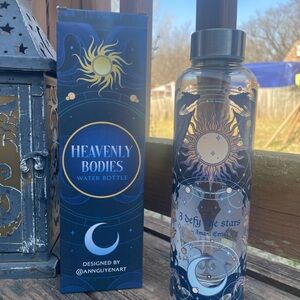 Heavenly Bodies Blue Sun & Moon & Dragons Glass Water Bottle by FairyLoot